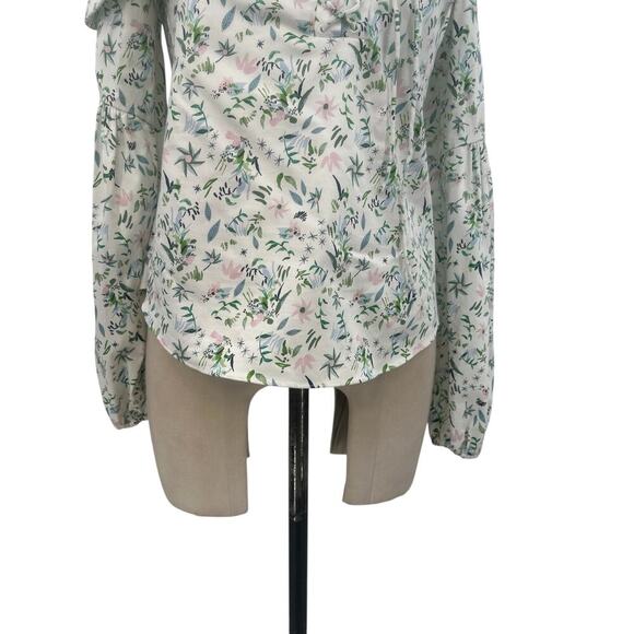 Amur Reagan One Shoulder Blouse Top White Floral Print Long Sleeve Size Small - Picture 4 of 13